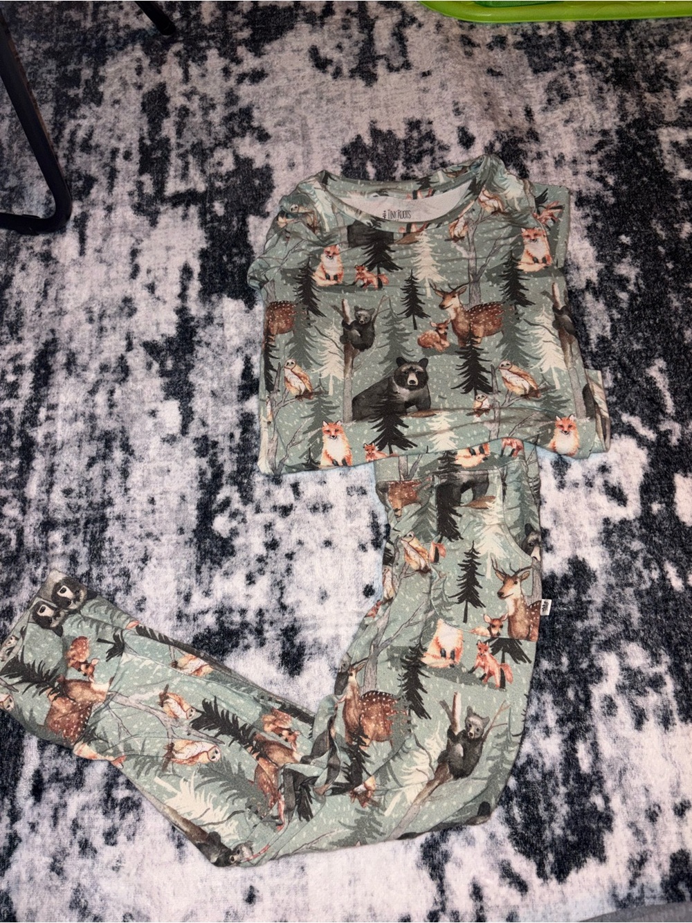 Kids Forest Friends Pajama Set in Sage Green